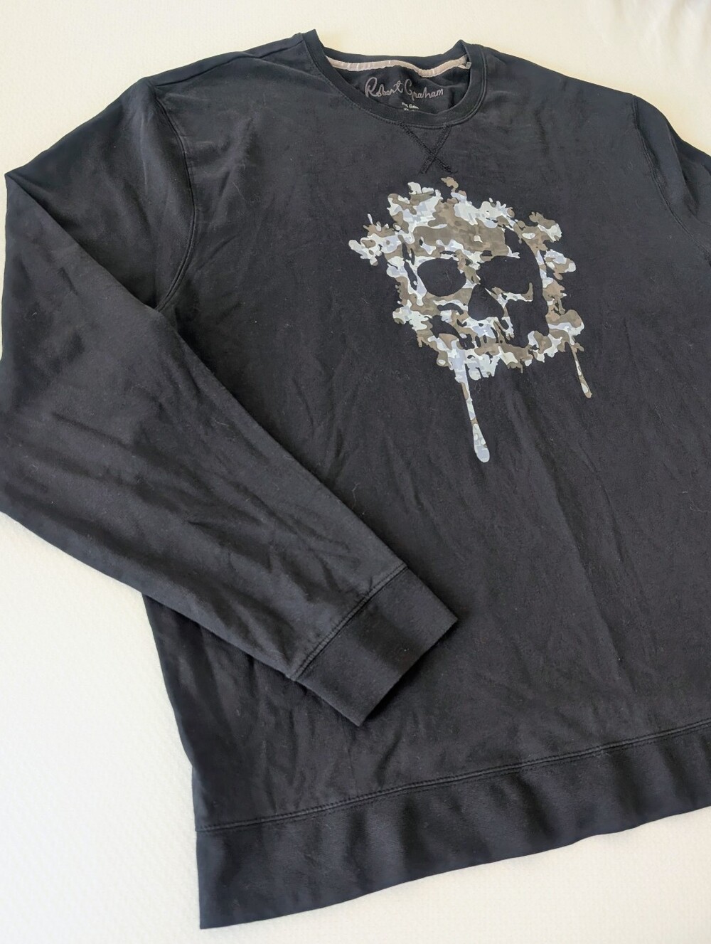 Robert Graham Men's Pullover Crewneck Long Sleeve Black Skull Sweatshirt Sz 3XL